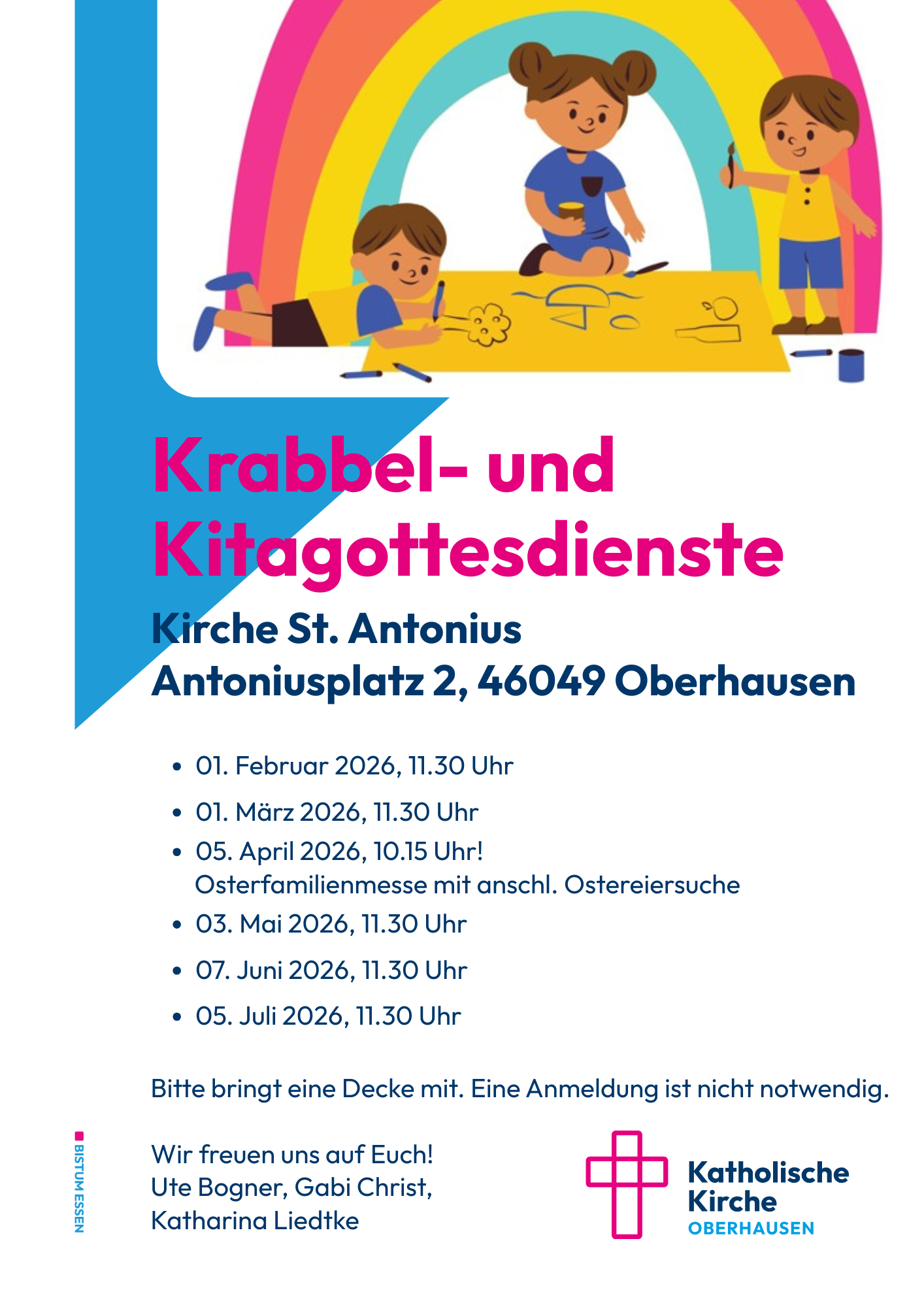 Plakat der Krabbl- und Kitagottesdienste in St. Antonius Altstaden