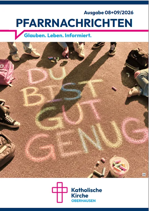 Titelblatt der Ausgabe 2026_08/09 der Pfarrnachrichten der Stadtpfarrei Oberhausen